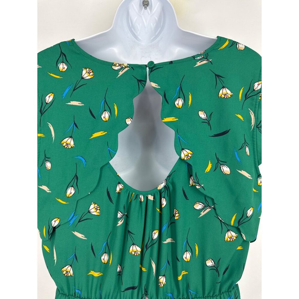 41 Hawthorn Green Floral V-Neck Sleeveless Scalloped Back Dress XL Petite - Picture 5 of 9